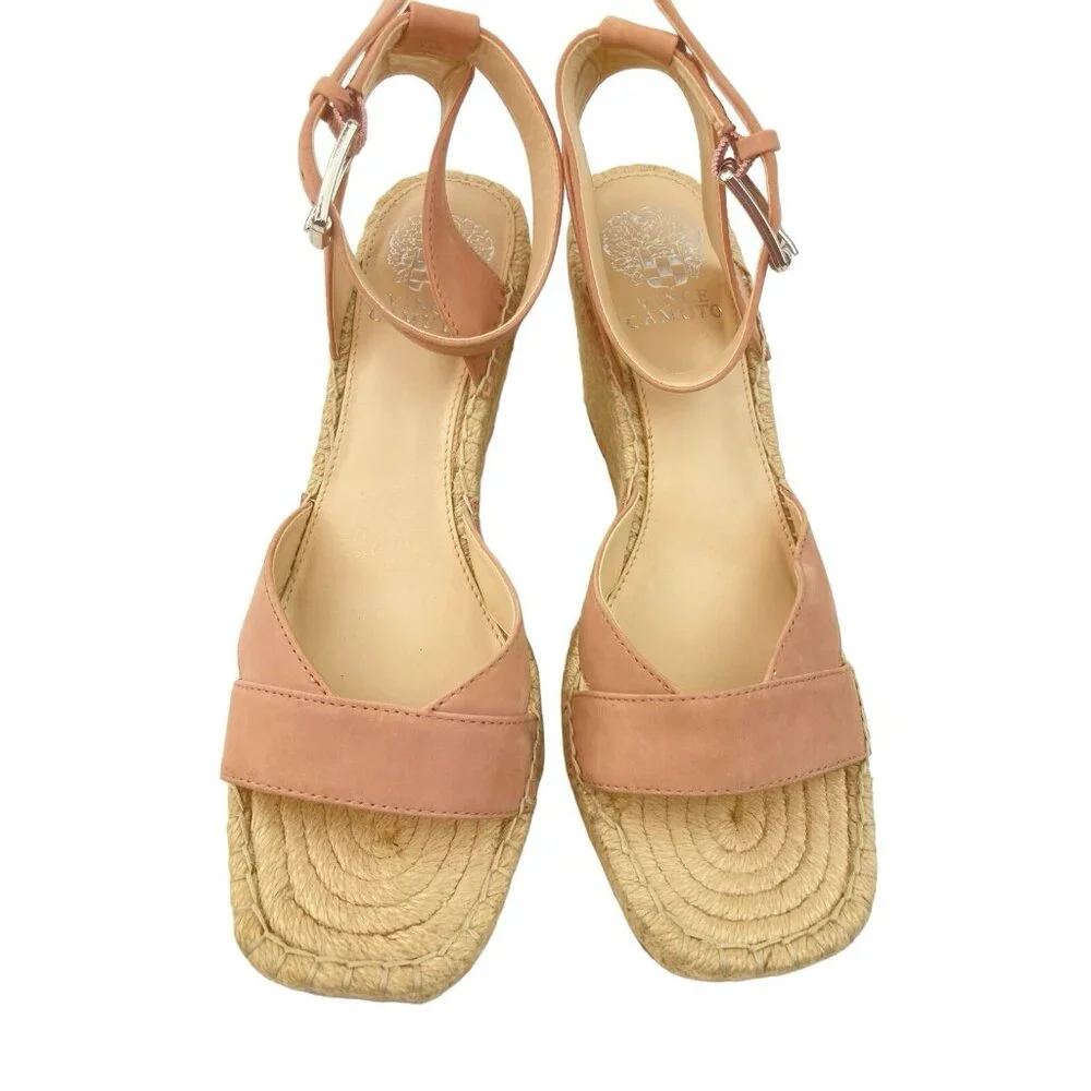 *Vince Camuto Meehan Espadrille Wedge Heel Sandals Womens 9 Blush Pink Festival